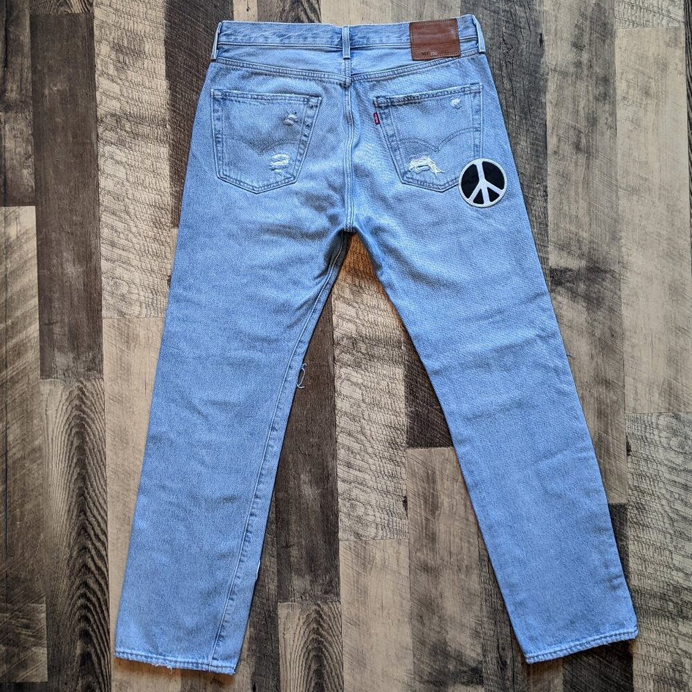 Levi's Blue Patchwork Straight Jeans - image 3